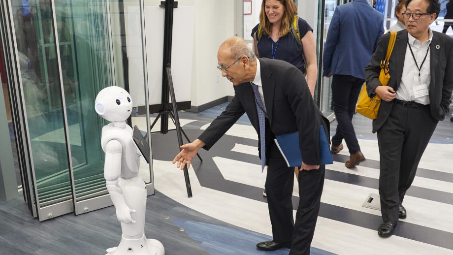 Greeting a robot